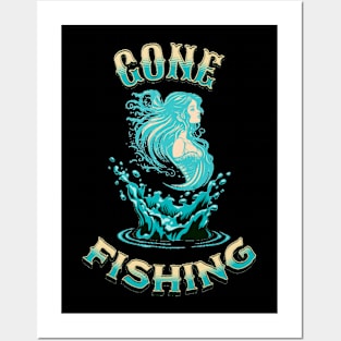 Gone Fishing Mermaid Sunset Posters and Art